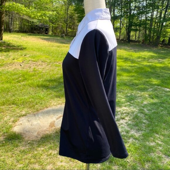 DONCASTER TOP BLACK WHITE COLOR BLOCK STRETCH Size S - Picture 5 of 9